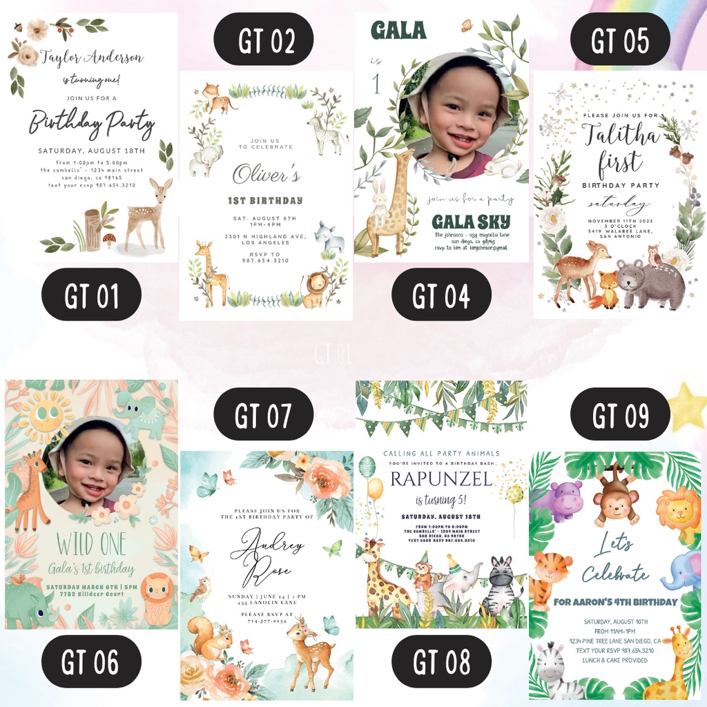 Undangan ulang tahun anak tema animal zoo / undangan ulang tahun tema safari