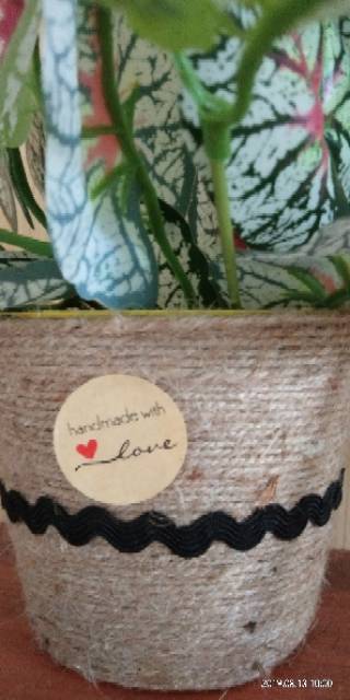 Stiker Label Bulat 2.5Cm Bahan Kertas Craft Natural Motif Tulisan Handmade with Love