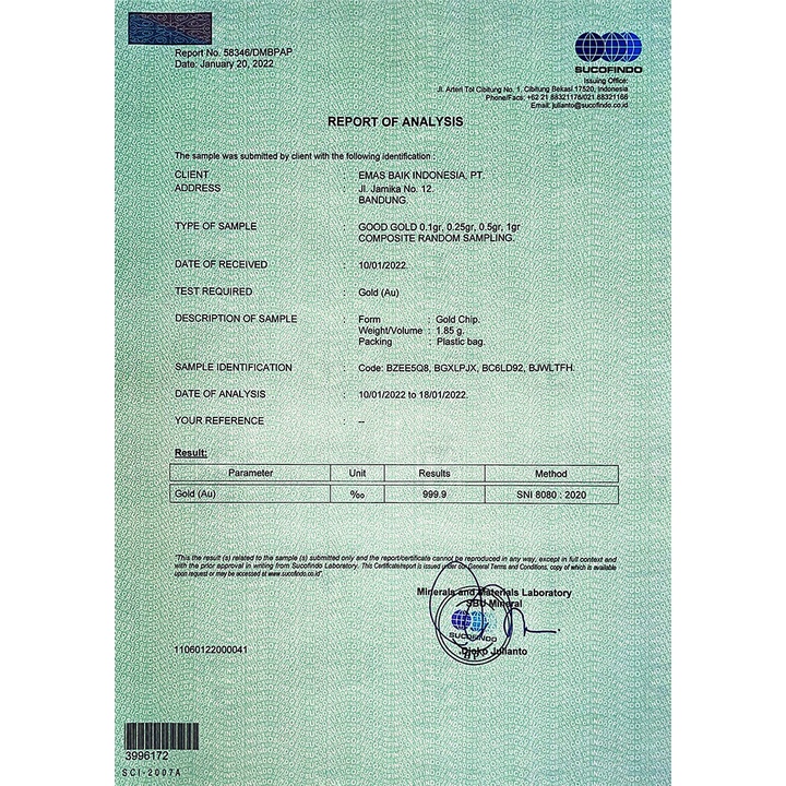 Logam Mulia Good Gold 0.1 gram/ Emas Batangan Good Gold 0,1gr