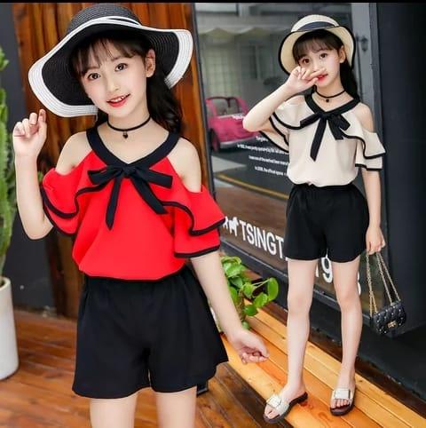 Setelan Child V Neck / baju anak perempuan / setelan lucu anak / setelan anak / kaos polos T3