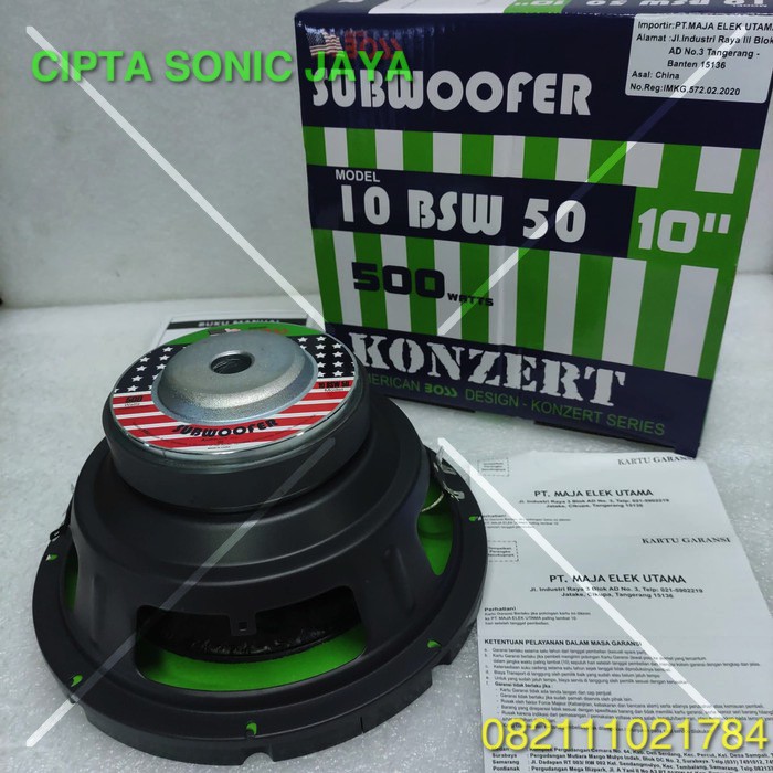 speaker subwofer 10 BSW 50 / 10BSW50 / 10 BSW50 american boss 10 inch 10BSW50 dobel koil