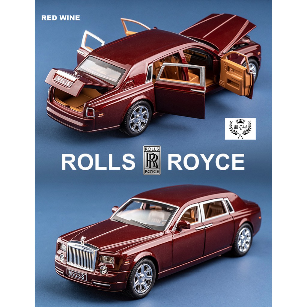 Diecast miniauto mobil Rolls Royce Phantom skala 1:24 Metal Series mainan koleksi pajangan