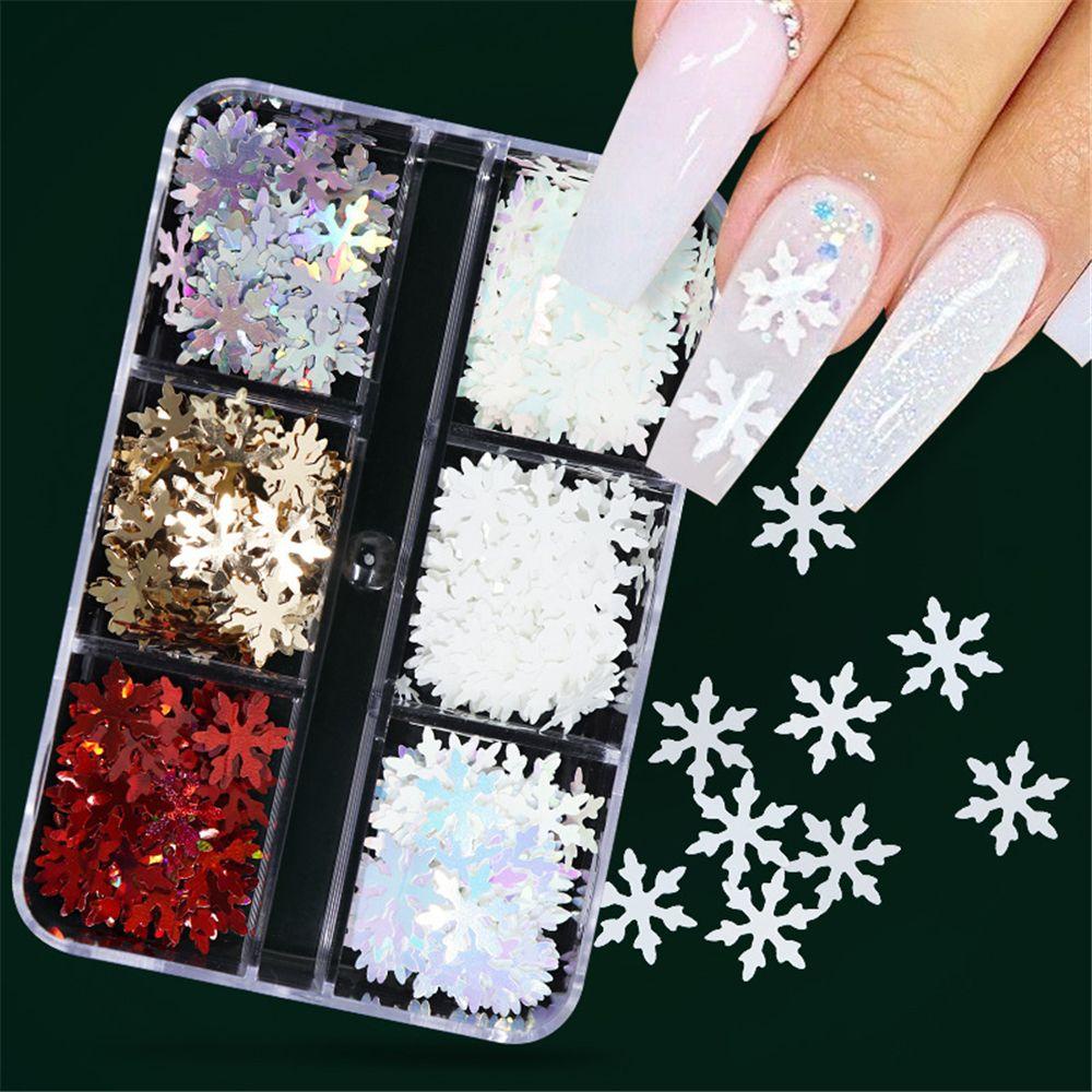 R-flower Stiker Kuku Natal Sparkly Nail Decals DIY Aksesoris Kuku Untuk Dekorasi Nail Art