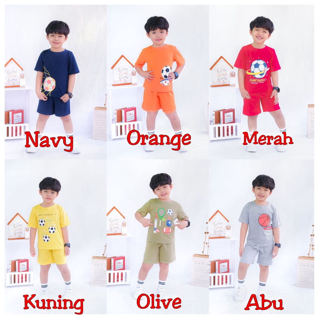 PROMO 7.7 Smilee Keanu Set 1-5 Tahun Setelan Fashion Anak Laki Laki Edisi Bola Lucu Kekinian