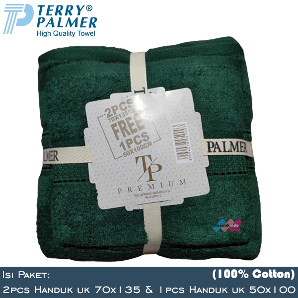 Handuk Mandi Terry Palmer Premium Polos Paket Isi 3 (2pcs uk 70x135 cm dan 1pcs uk 50x100 cm) / Handuk Mandi Besar &amp; Travel 1 Set