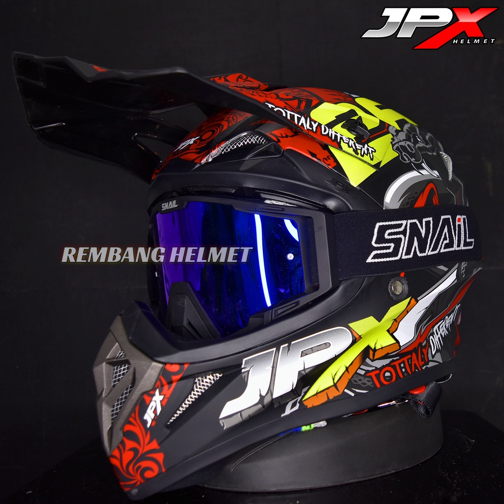 HELM JPX CROSS_FOX1 X16 - BLACK DOFF PAKET GANTENG GOOGLE SNAIL HELM JPX KLX ORIGINAL HELMET MOTO TRAIL SUPERMOTO HELM FULL FACE MOTO CROSS TERBAIK TERMURAH-MX40 MATT BLACK/BLUE
