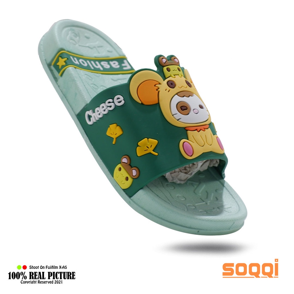 Sandal selop anak perempuan laki-laki import original sendal slop cowok cewek anak-anak model slip on karakter Beruang Kartun Lucu Untuk Paud umur 4-6 tahun branded 3049 1K promo lebaran cod keren murah 24-29