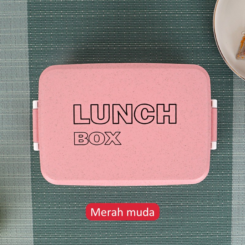 Tempat makan Bento Kotak Bekal/Jerami Gandum lunch box 1000 ML dengan free Sendok / 3 Warna PP Jerami Gandum lunch box 1 Gird 1000 ML With Free Sendok BPA Free 3202