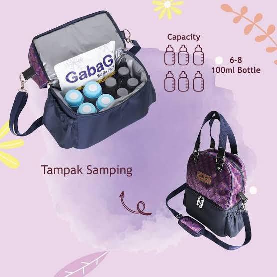 Gabag Double Sling Thermal Sensor Cooler Bag Andara / Cappuccino / Diamond / Passion - Tas Cooler Pendingin Asi Bayi