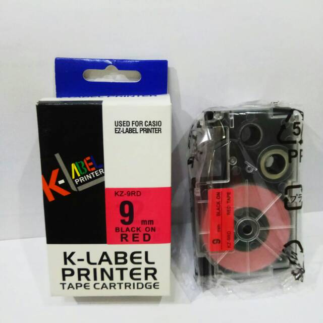 

k-label printer used for casio label printer 9 mm black on red kz-9rd