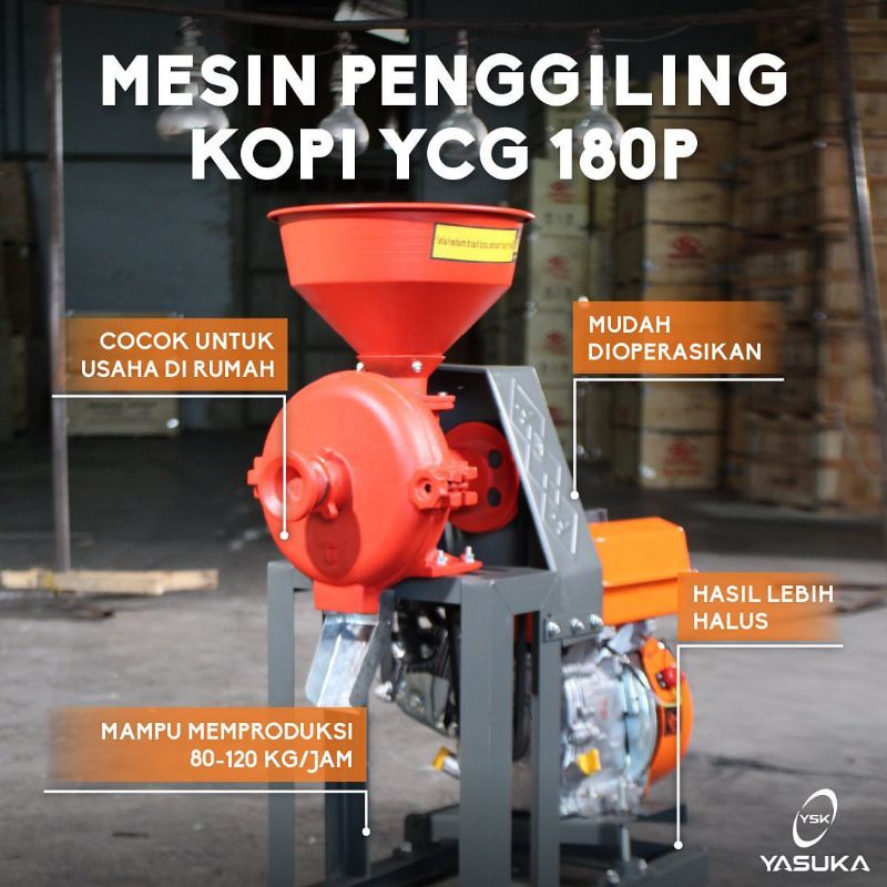 Mesin Giling Kopi Yasuka  YCG 180P Plus Diesel 6.5 PK