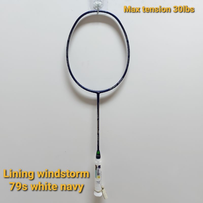 RAKET BADMINTON LINING WINDSTORM 79S WHITE NAVY ORIGINAL