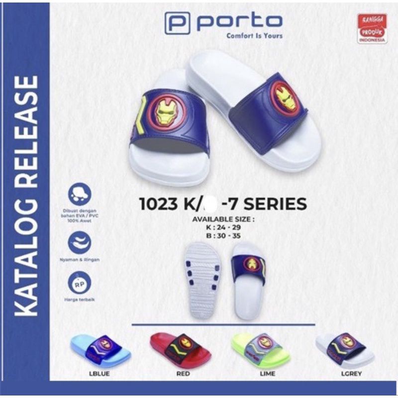 Porto Original Brand 1023K-7/Sandal Anak Laki-Laki Porto Slop