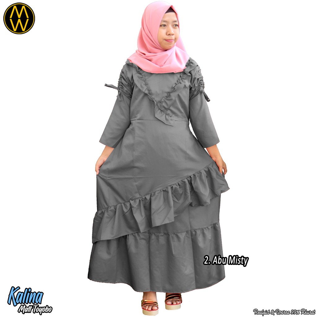 Gamis Toyobo Rempel / Gamis Katun Ima / Gamis Toyobo polos / Gamis Rempel Depan (Kalina)