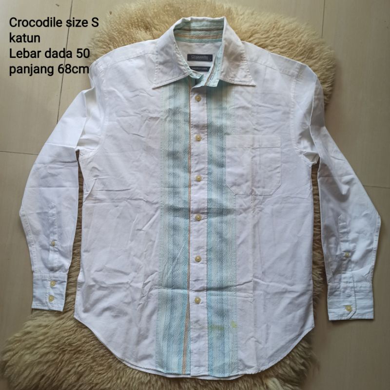 Crocodile kemeja pria sisze S katun preloved lengan panjang