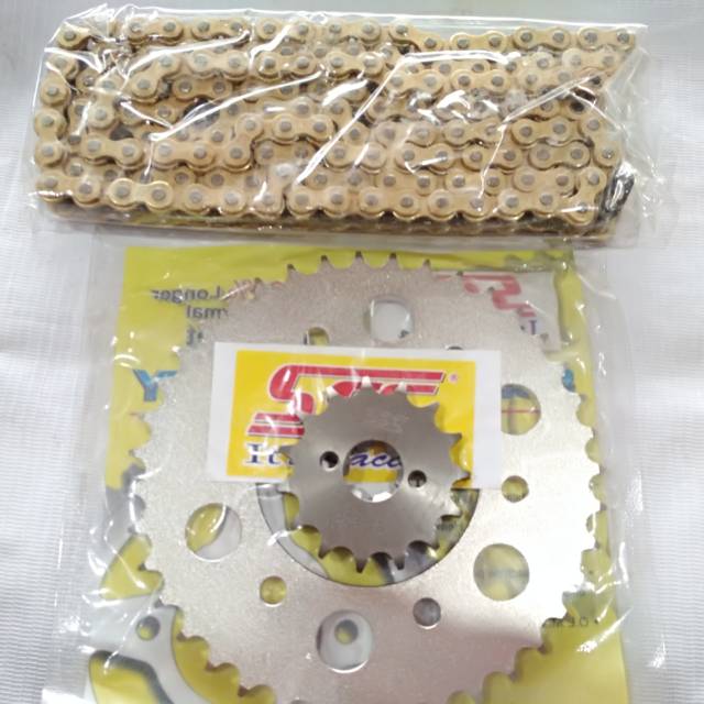 Gear sss ukuran 428 motor jupiter z .rx king.vrga r & jupiter mx.1set depan belakag & rantai nya