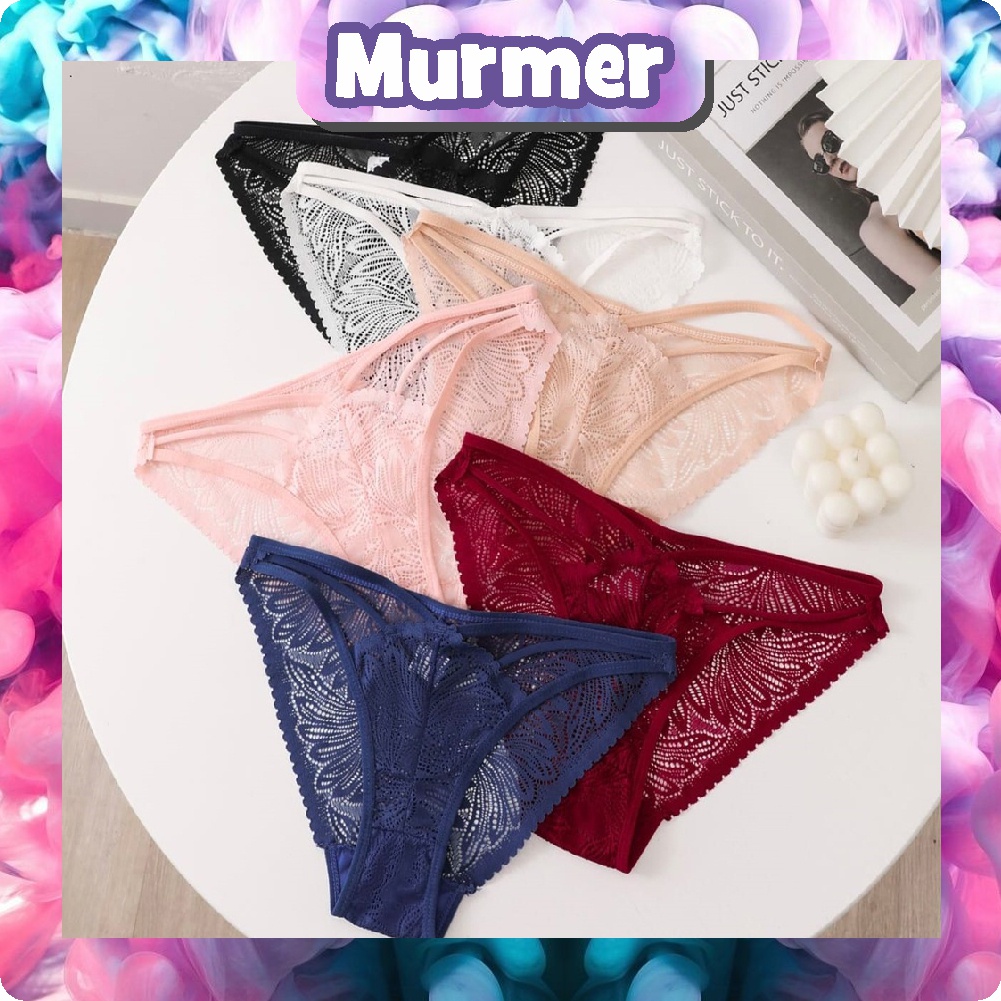 MurmerOfficia Floral Lace Thong Panty / Sexy Gstring Lingerie G-string CD Hot Cheeky Briefs Celana Dalam Wanita G String Renda B087