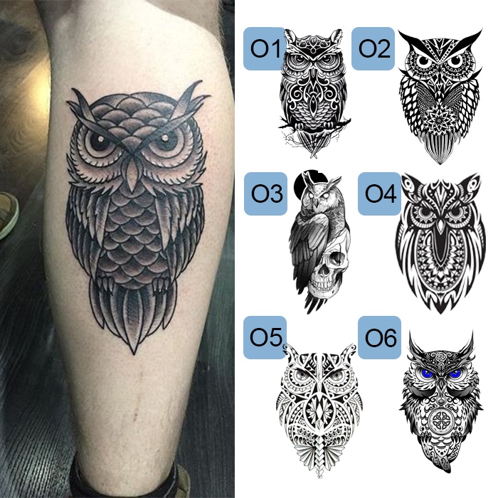 【Owl】 Tattoo Temporary / Tato Temporer Burung Hantu Anti Air