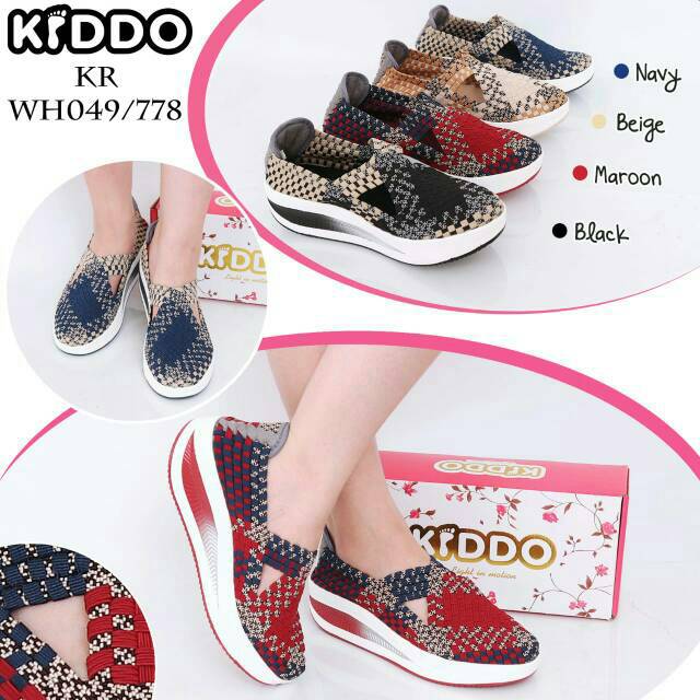 Sepatu Rajut KIDDO W778 / WH049 WEDGES ORIGINAL