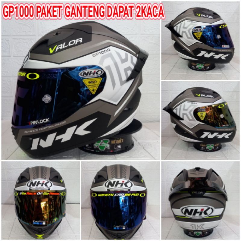 NHK GP1000 NEW MOTIF VALOR BLACK MATT SILVER GANTENG VISOR IRIDIUM + SPOILER