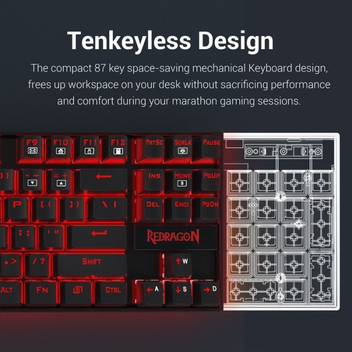 Keyboard Gaming Mechanical Redragon TKL Kumara K552