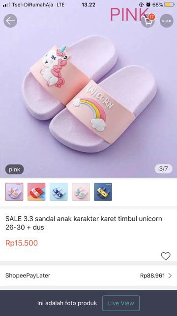 PROMO 3 3 SANDAL  SLOP KARAKTER UNICORN  LUCU DEWASA  DAN 