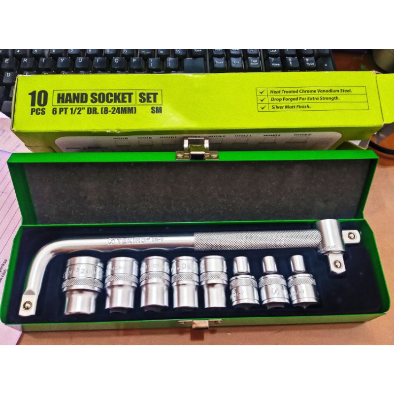 HAND SOCKET SET 10PCS 8-24MM TEKIRO BOX BESI