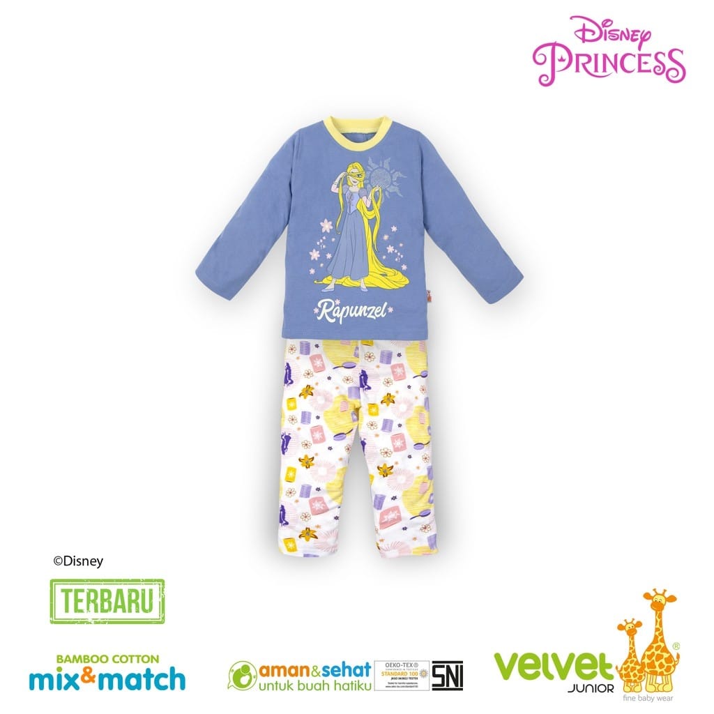 Velvet Junior Bamboo Cotton Mix&amp;Match stelan Panjang (Per 2 pcs) - Girl Series Rapunzel