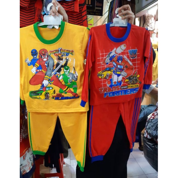 SETELAN KAOS LENGAN PANJANG ANAK KARTUN POWER RANGERS