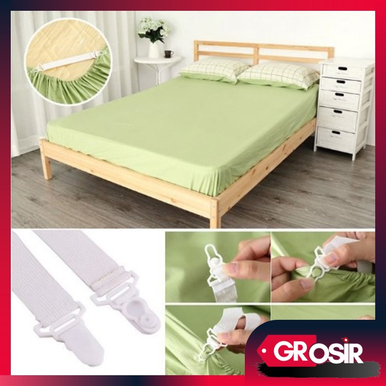 Grosir - H593 (ISI 4 PCS) Tali Karet Strap Pengikat Pengait Pengencang Ujung Sprei Kasur Gripper