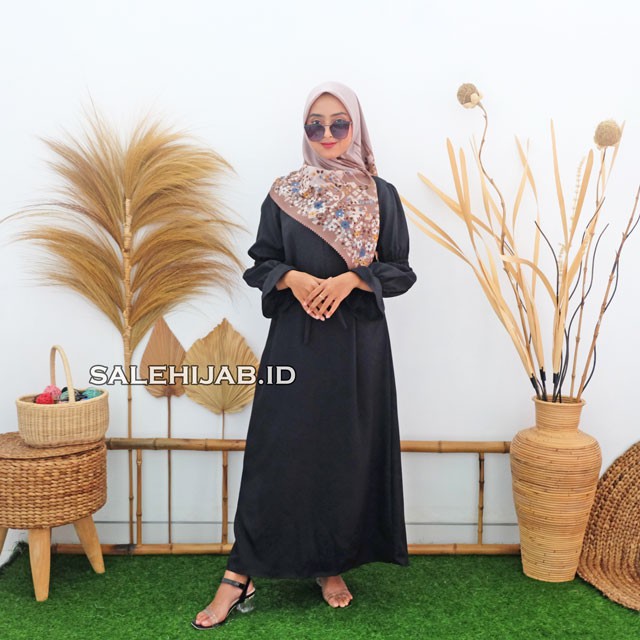 Gamis Maxy Candy Lady Lengan Kerut Busui Polos - Moscrepe Premium
