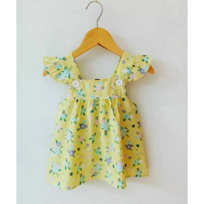 Dress Bayi Perempuan 0 6 12 18 Bulan Dress Overall Anak Bayi Murah-Kuning