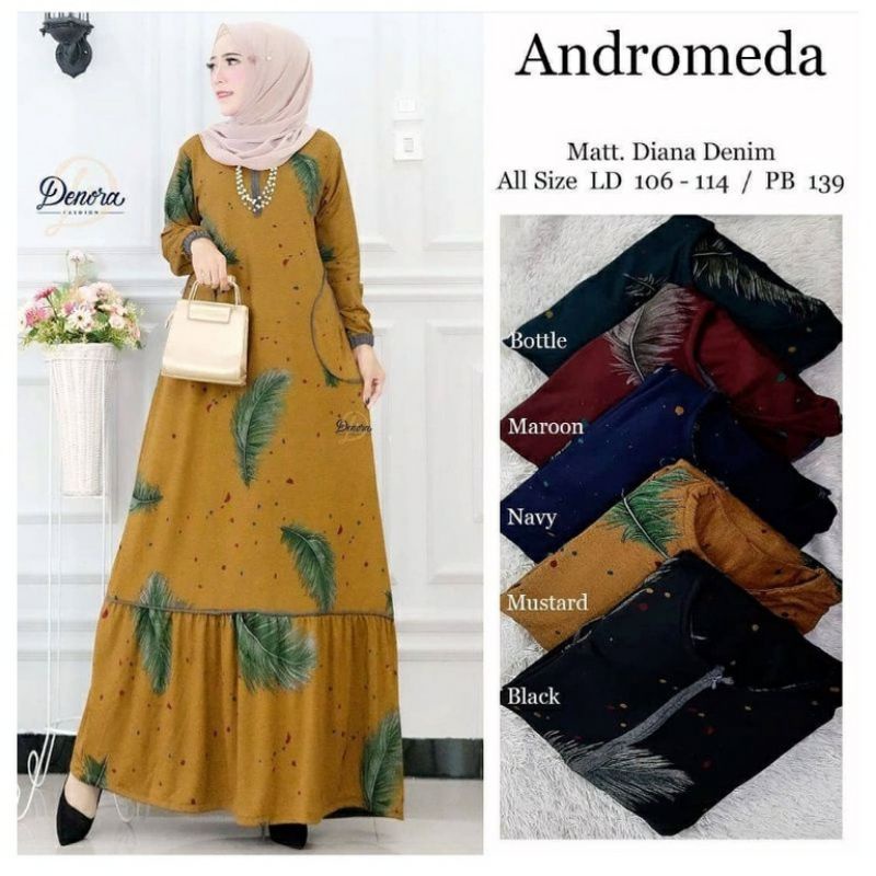 Gamis Diana Denim Busui Andromeda Maxy by Fashion Hijab Solo/Gamis Abaya Turkey Putih Premium Jumbo 1094 Megastore