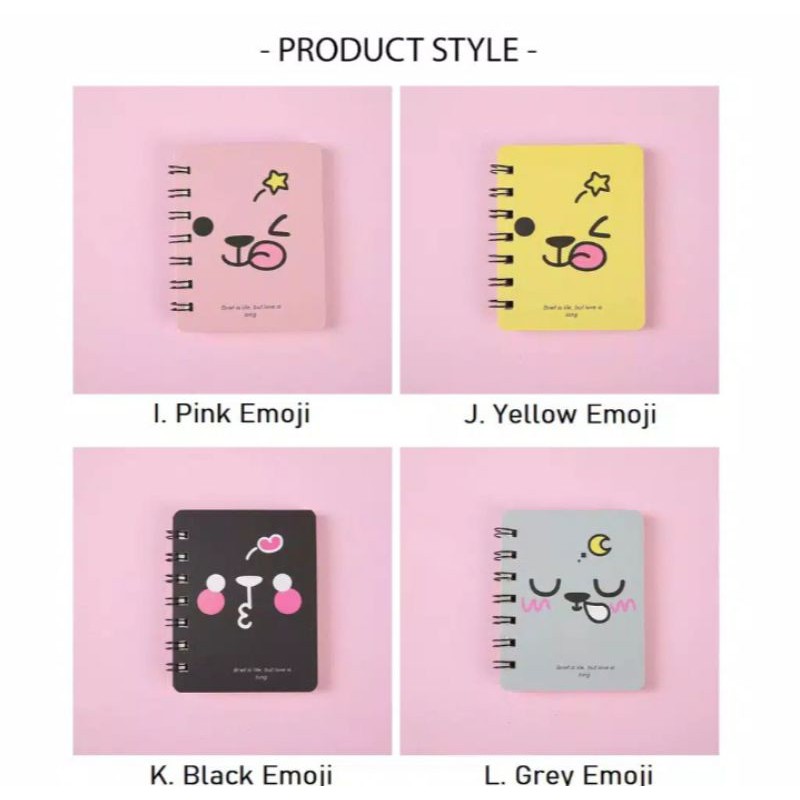 

Notebook mini spiral motif kucing dan emoji