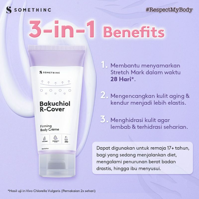 Somethinc Bakuchiol R-Cover Firming Body Crème - Krim Penghilang Stretch Mark