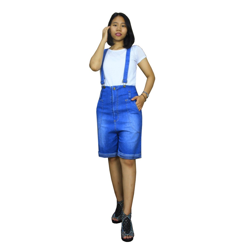 SB Collection Celana Pendek Velly Midi Overall Jumpsuit Jeans