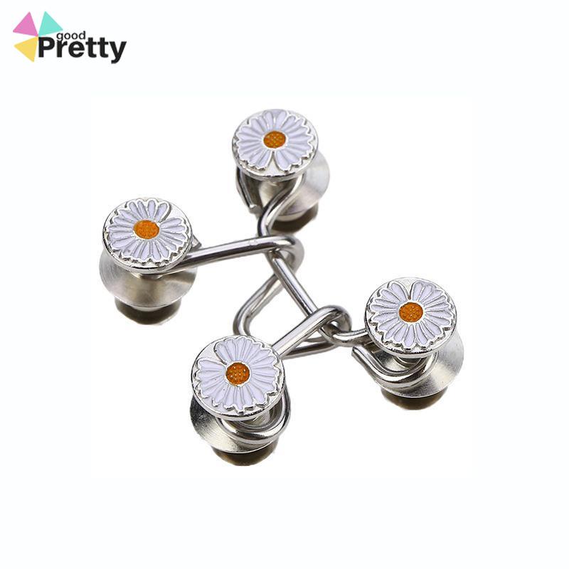 10 PCS Daisy Pattern Nail Gratis Dilepas Celana Denim Penyesuaian Pinggang Tombol Loga - PD