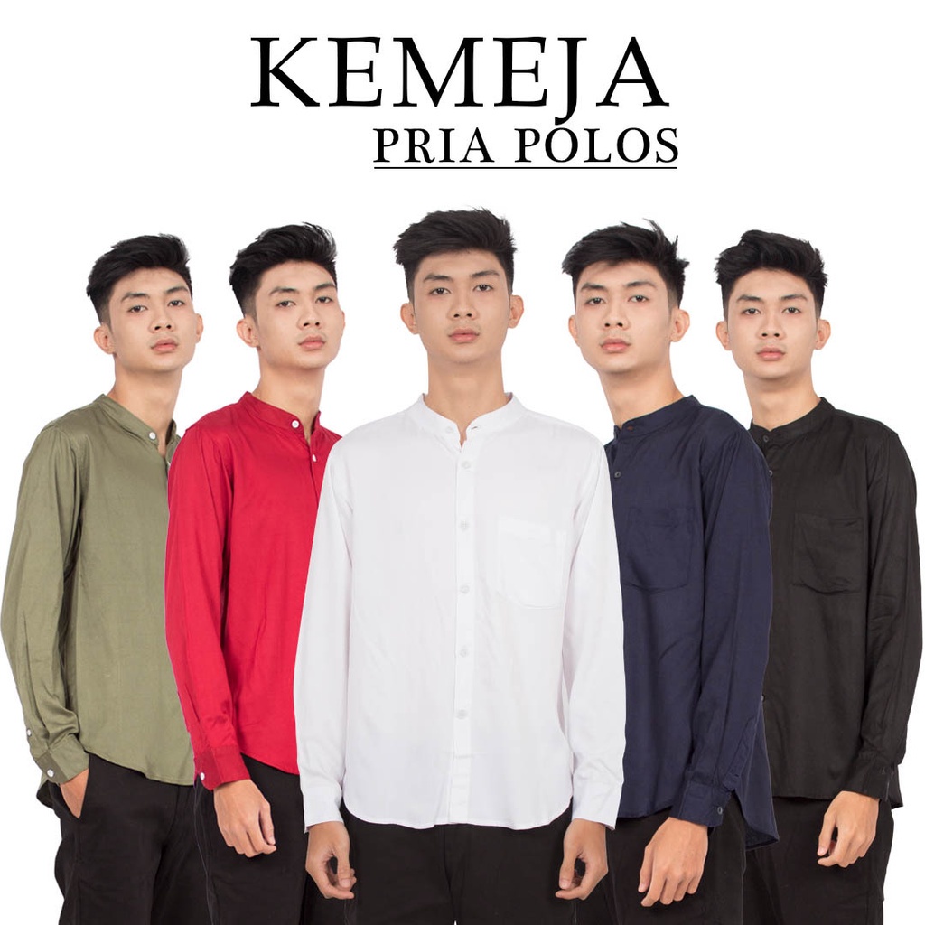 Fortglass ARKANA Kemeja Rayon Twill Polos Pria Lengan Panjang Formal Putih Hitam Maroon Navy Biru Army