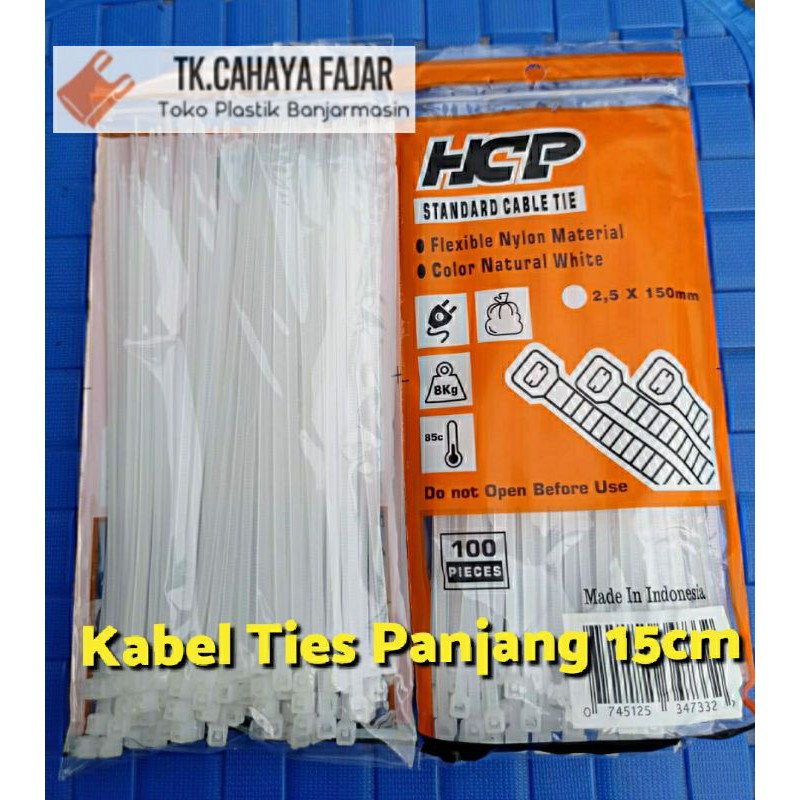 

Kabel Ties 15cm Merk HCP / Cable Tie 2,5x150mm Putih