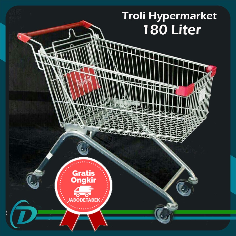 Trolley Belanja Troli Supermarket 60 Liter Dengan Karet Pelindung Roda Shopee Indonesia
