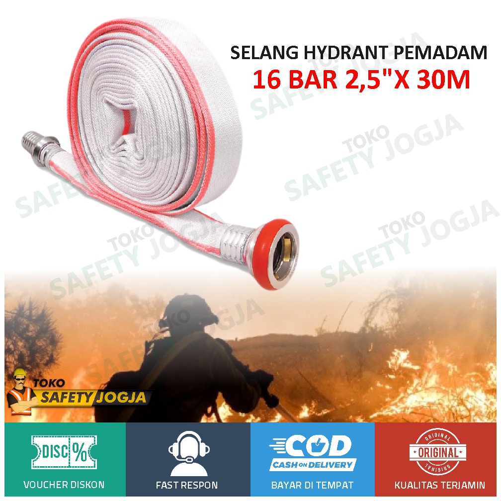 Fire Hose Kanvas Selang Pemadam 2.5 inch x 30 Mtr GOSAVE 16 BAR