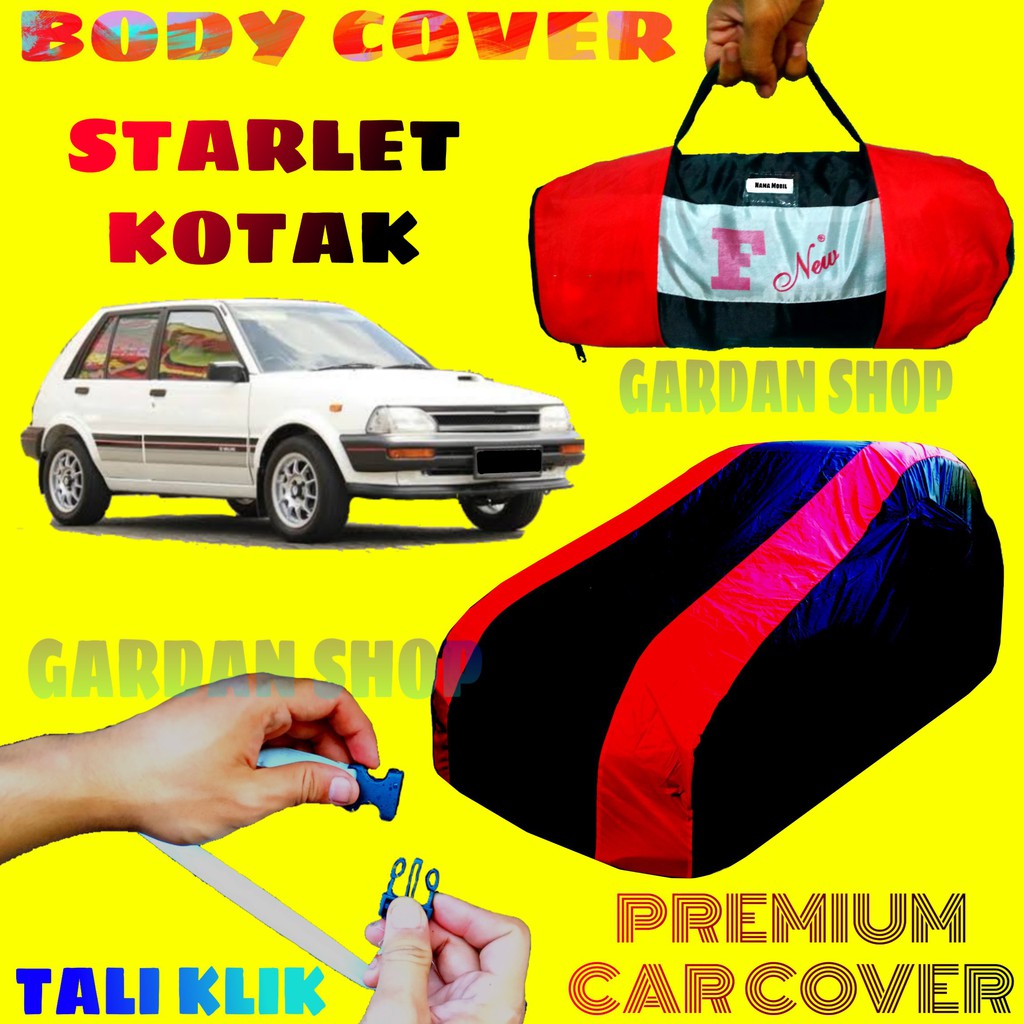 Body Cover TOYOTA STALET Sarung MERAH Penutup Pelindung Bodi Mobil Starlet Kotak PREMIUM Cover Red