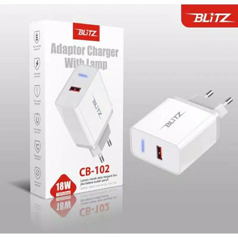 BLITZ TRAVEL CHARGER CB-102 FAST CHARGING QUALCOMM 18W - FREE KABEL