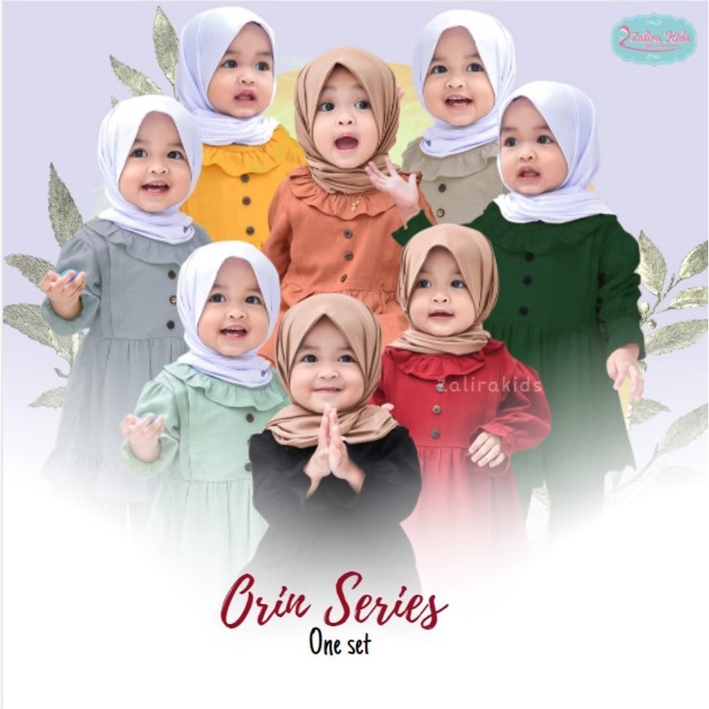 00109 Zalira Kids Gamis Anak One Set Orin | Baju Muslim Perempuan dengan Hijab Usia 2-3 Tahun