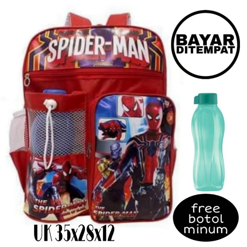 TAS RANSEL ANAK SD &amp; TK SPIDERMAN, TAS RANSEL ANAK SD&amp;TK LAKI-LAKI BERHADIAH BOTOL