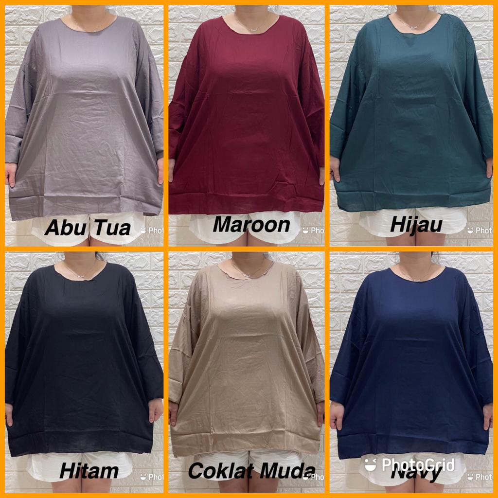 BAJU BALI TANGAN PANJANG SUPER JUMBO POLOS FIT TO XXXL REAL PICT