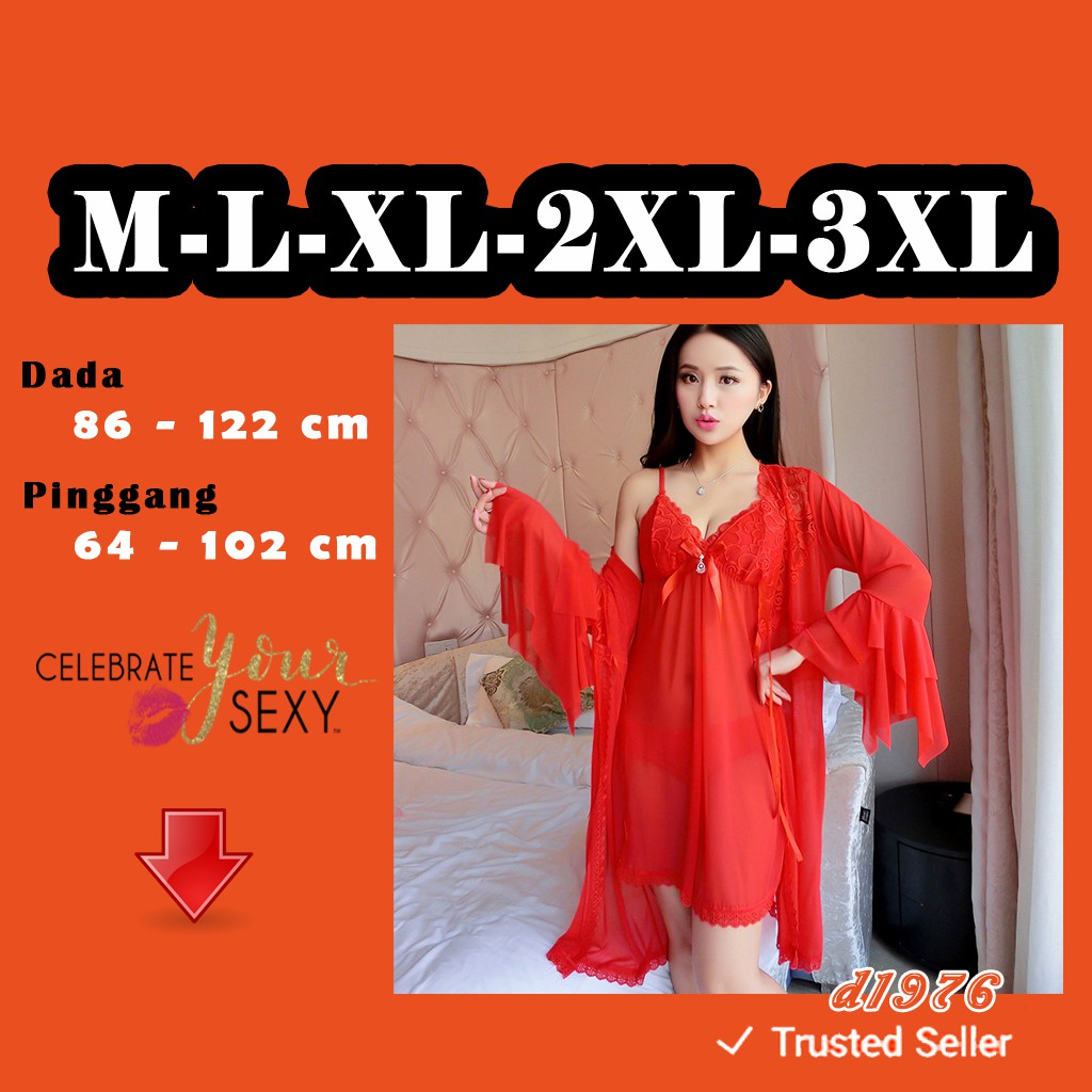 d1976 Lingerie Premium All Size M L XL 2XL 3XL Baju Tidur Wanita Jumbo Lingeri Big Size A1038