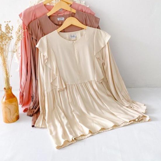 BEFAST - ZRX OOTD Blouse EJIYA / Blouse Diane / Blouse Lengan Panjang / Pakaian Wanita Remaja Kekinian / Blouse Crincle / Fashion Wanita Modis / Blouse Polos Formal / Outfit Wanita Modis / Keluaran Terbaru / Termurah