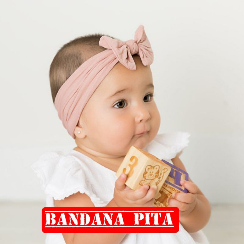 1 Set 4 Pcs Bandana Kepang, Kelinci, Kupu, Bulat Beda Warna | Bando Anak | Bandana Bayi | BISA C.O.D