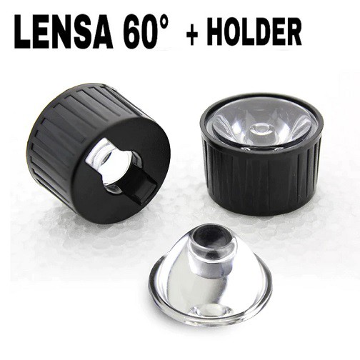 Lensa + Holder 60 derajat Lensa Holder Housing High Power LED HPL 1W 3W 5W Focus 60derajat Dudukan L